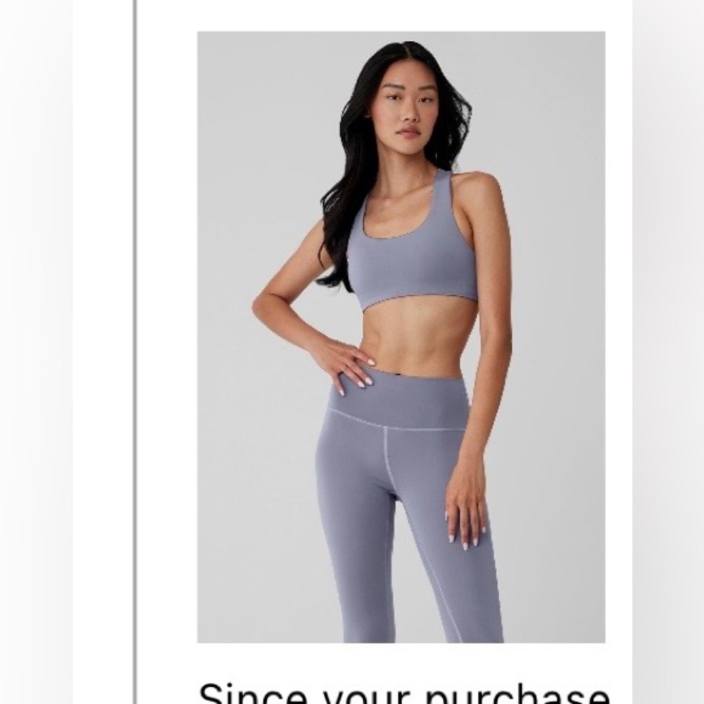 Alo airlift leggings and bra set. Color fog size small